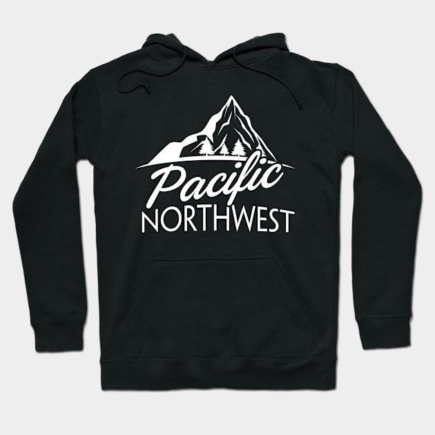 Pacific Northwest PNW Outdoors Trees Mountain Hoodie by paola.illustrations